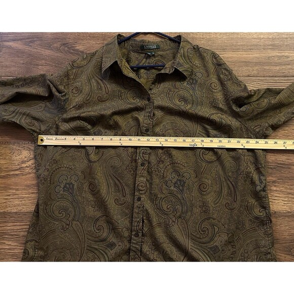 Lauren Ralph Lauren Womens 3X Paisley Button Front Shirt Blouse 100% - Picture 5 of 7